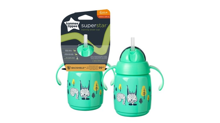 478306 SUPERSTAR MUG WITH STRAW 300ML 6+ GREEN